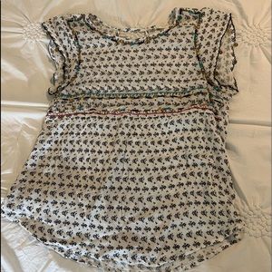 Altar’d State Patterned and Beaded Short Sleeve Blouse